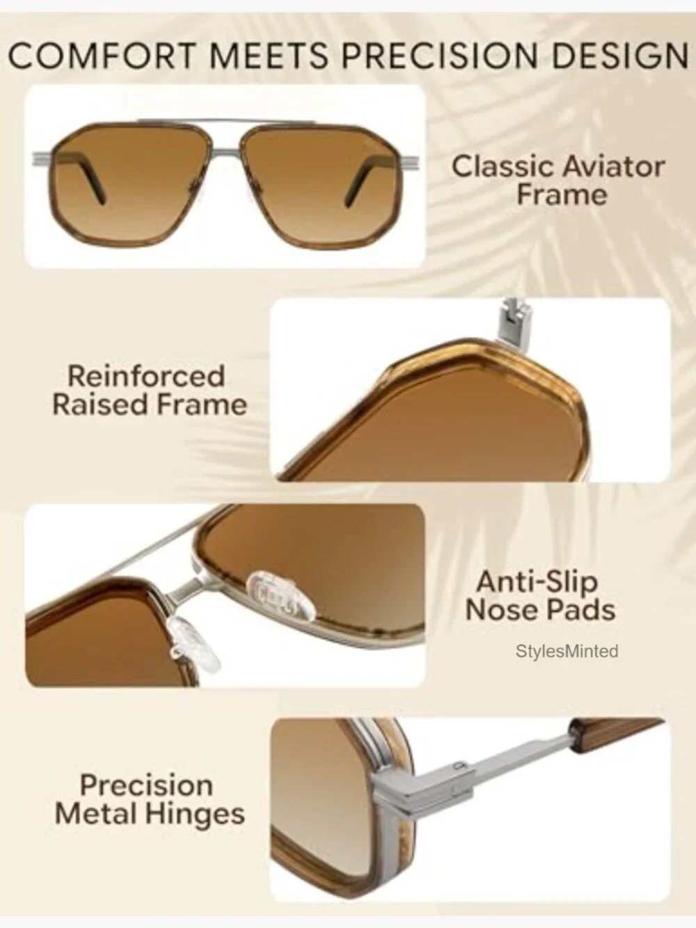 Polarized Aviator Sunglasses Acetate Men's UV Protection